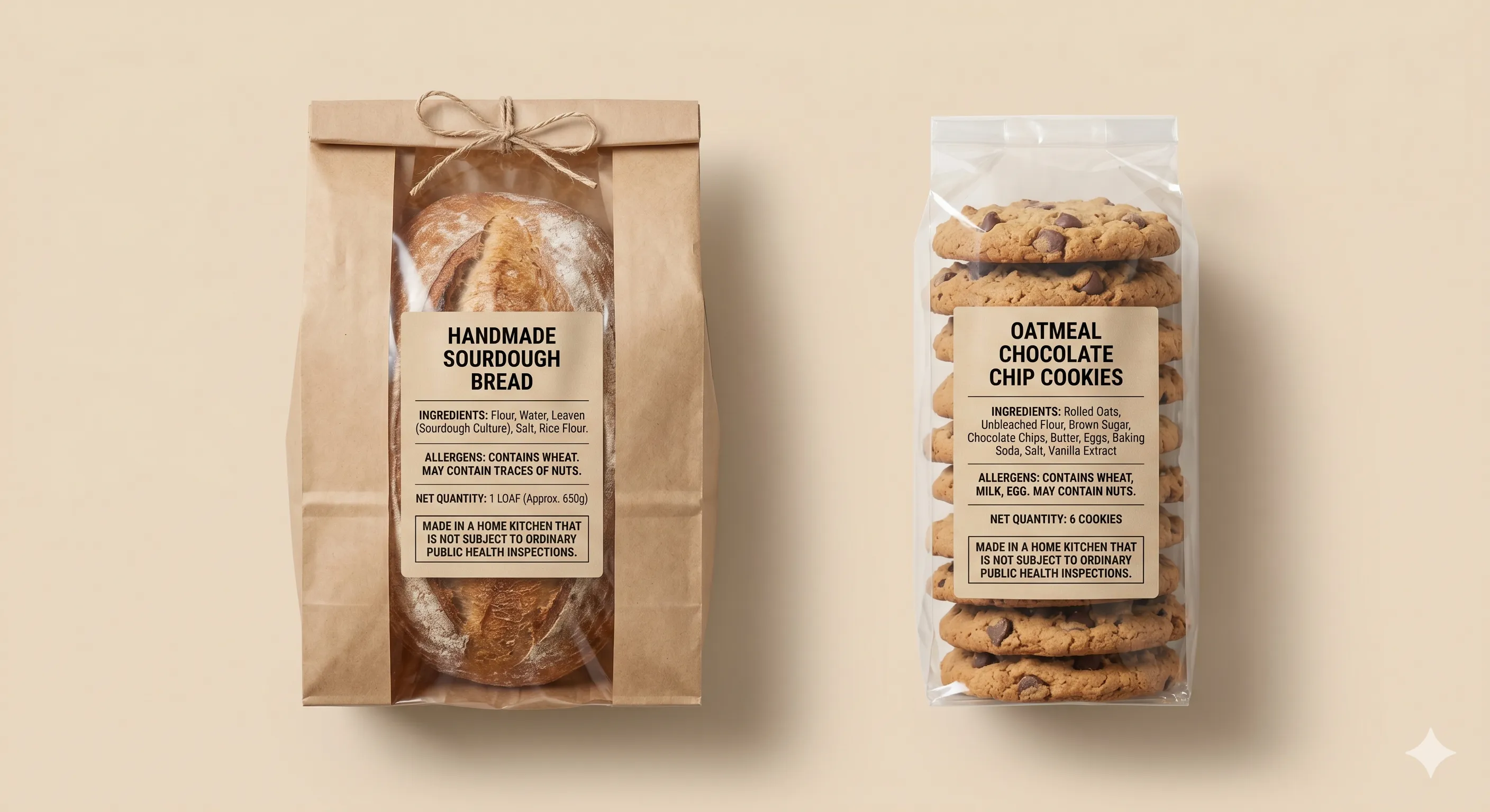 Example cottage food label